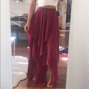 Flowy burgundy maxi skirt